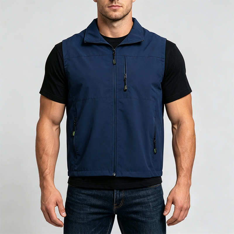 Gilet da uomo minimalista, multitasche e leggero per attività all'aperto. - image 1