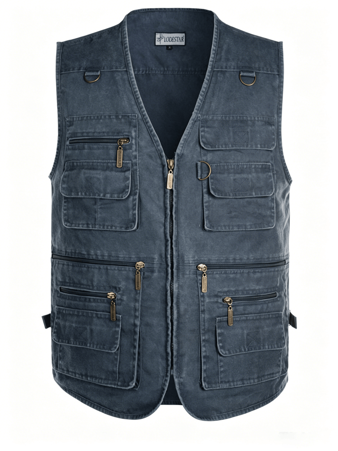 Gilet da uomo in tela lavata per attività all'aperto con molteplici tasche con cerniera. - image 11