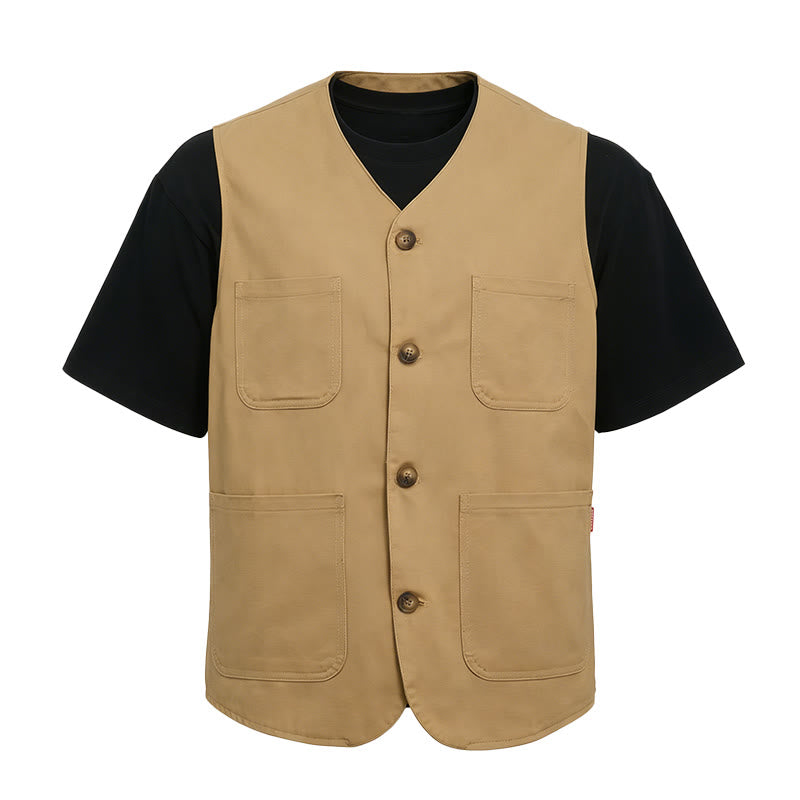 Gilet da lavoro leggero da uomo con bottoni, ideale per attività all'aperto. - image 5
