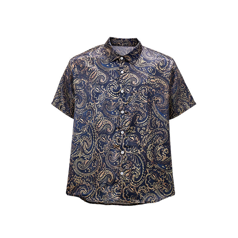 Camicia elegante da uomo di lusso con motivo paisley vintage lucido - image 13