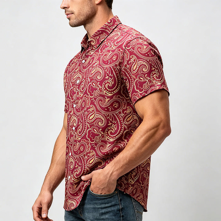 Camicia elegante da uomo di lusso con motivo paisley vintage lucido - image 2