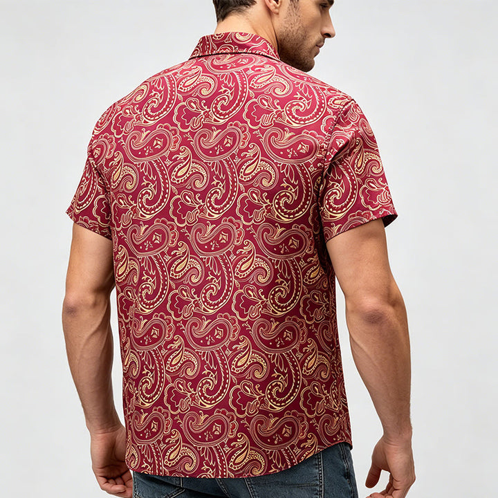 Camicia elegante da uomo di lusso con motivo paisley vintage lucido - image 3