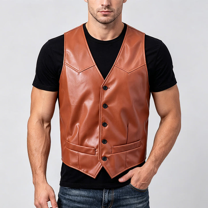 Gilet da uomo in pelle dallo stile western intramontabile. - image 3