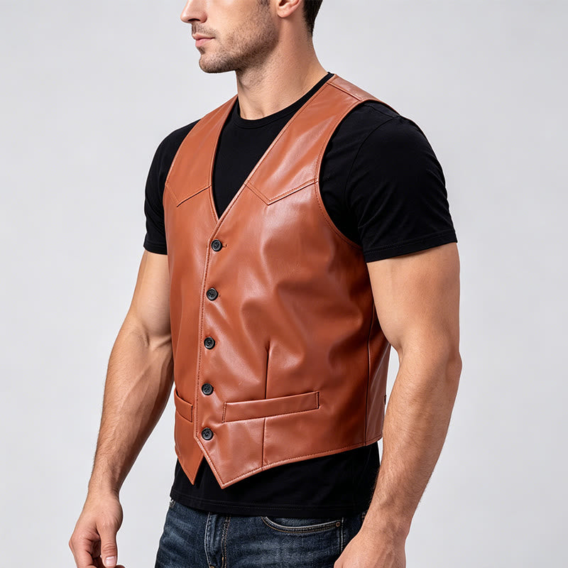 Gilet da uomo in pelle dallo stile western intramontabile. - image 1