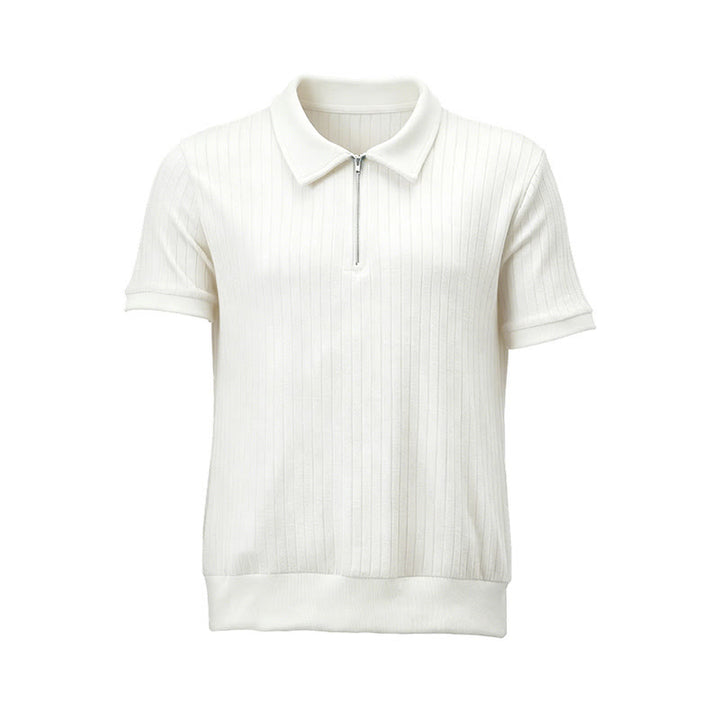 Polo da uomo a coste verticali con collo a zip - image 15