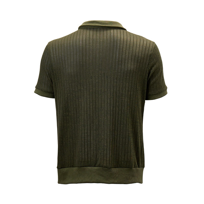 Polo da uomo a coste verticali con collo a zip - image 13