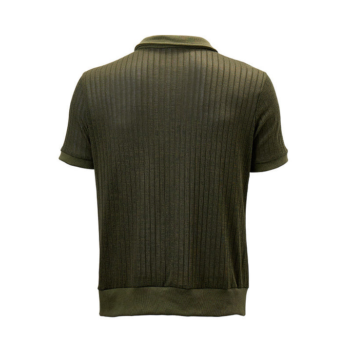 Polo da uomo a coste verticali con collo a zip - image 13