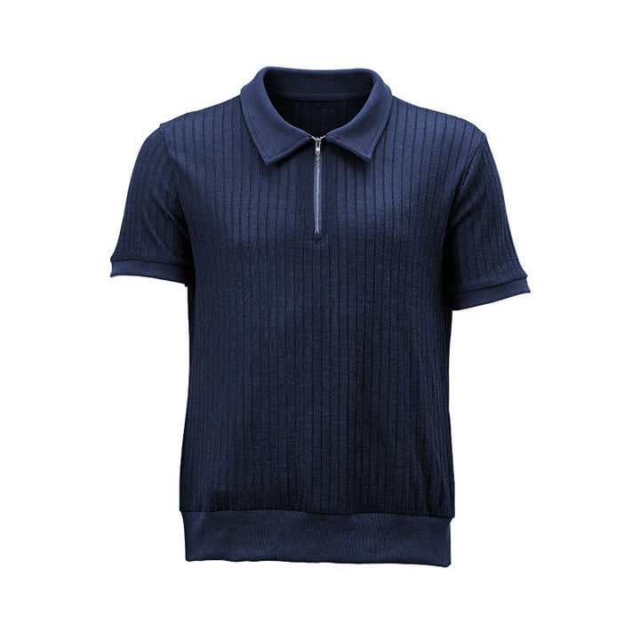 Polo da uomo a coste verticali con collo a zip - image 17