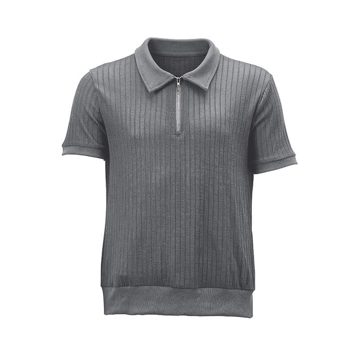 Polo da uomo a coste verticali con collo a zip - image 16