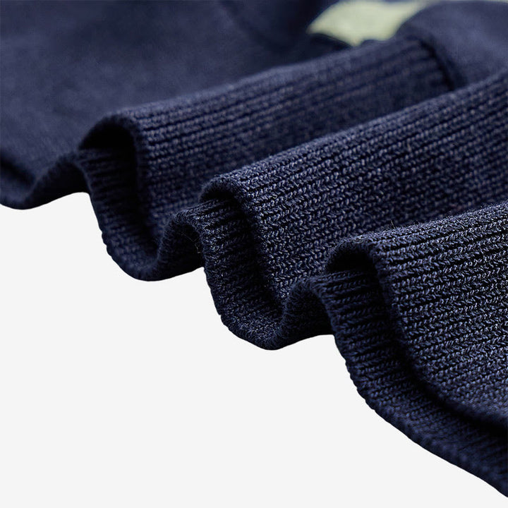 Polo da uomo in maglia a righe color-block blu navy e salvia in stile retrò - image 7
