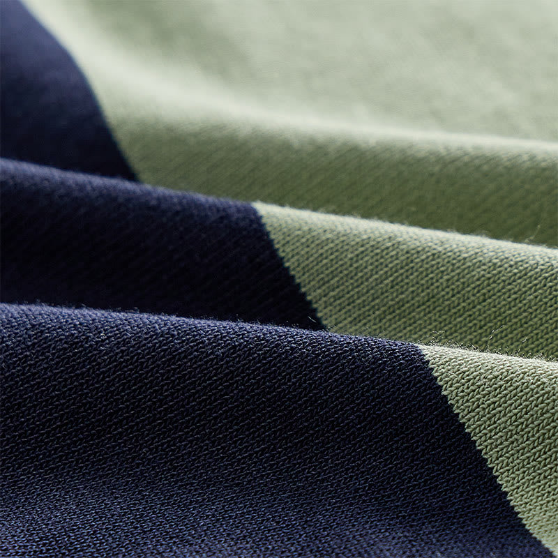 Polo da uomo in maglia a righe color-block blu navy e salvia in stile retrò - image 6