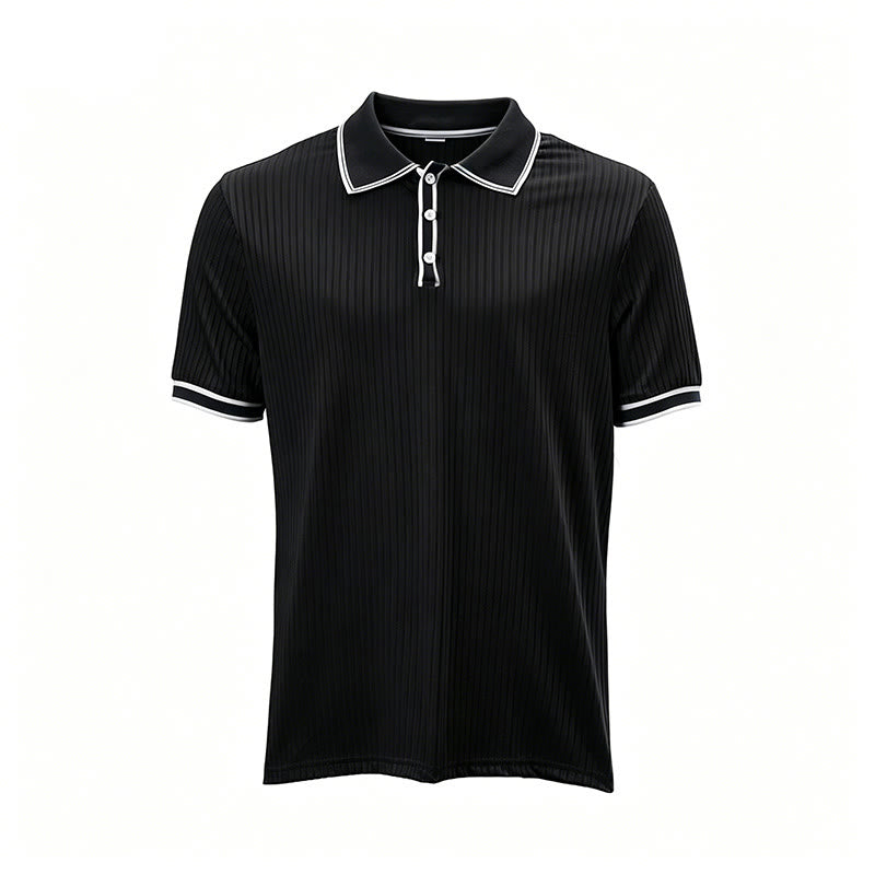 Polo da uomo minimalista in maglia con colletto e polsini rifiniti - image 18
