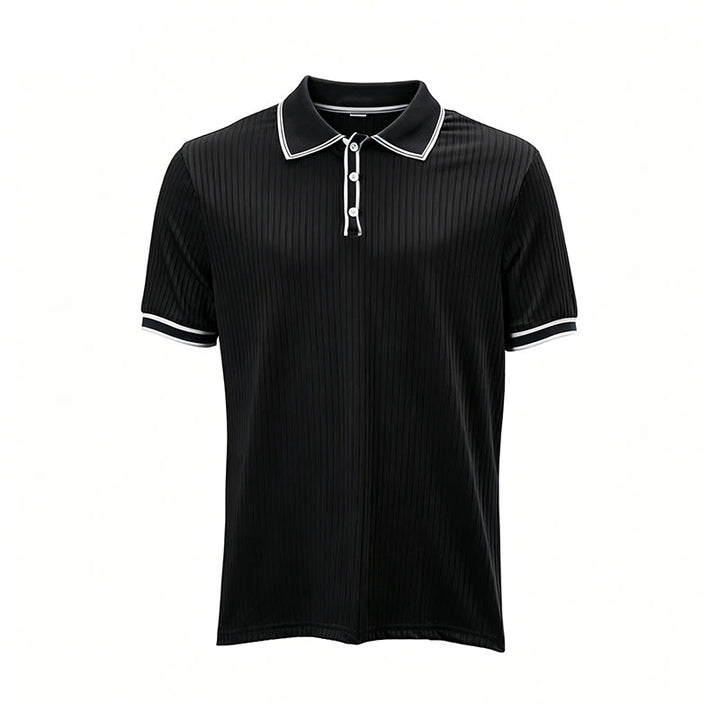 Polo da uomo minimalista in maglia con colletto e polsini rifiniti - image 18