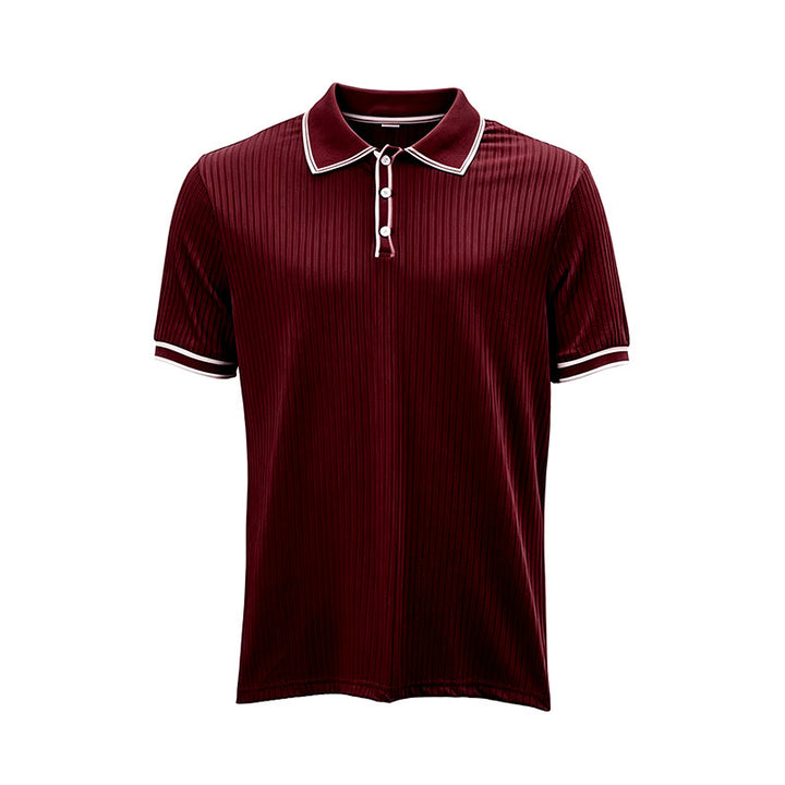 Polo da uomo minimalista in maglia con colletto e polsini rifiniti - image 16
