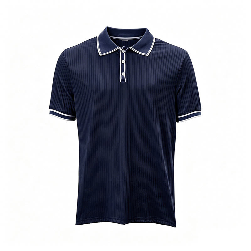 Polo da uomo minimalista in maglia con colletto e polsini rifiniti - image 15