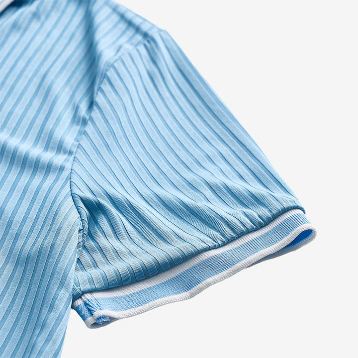Polo da uomo minimalista in maglia con colletto e polsini rifiniti - image 12