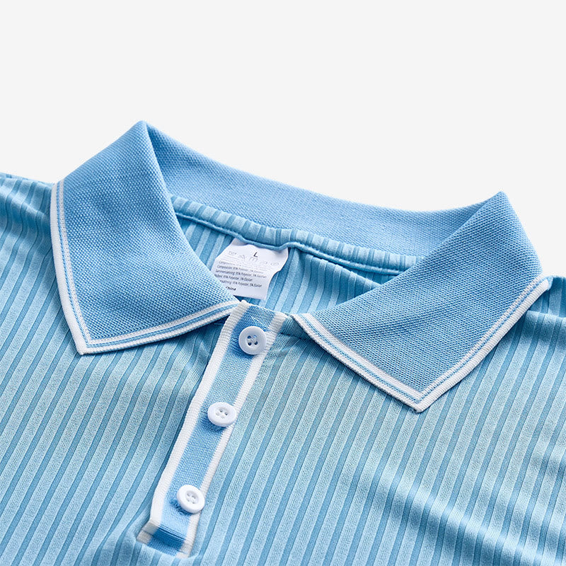 Polo da uomo minimalista in maglia con colletto e polsini rifiniti - image 8