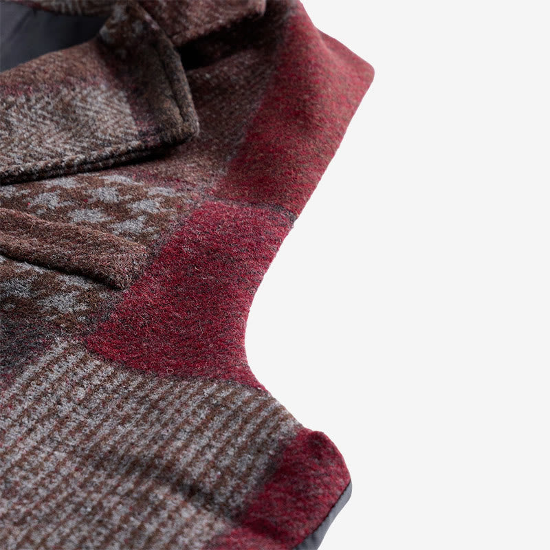 Gilet da uomo in tinta calda con motivo patchwork a spina di pesce. - image 19