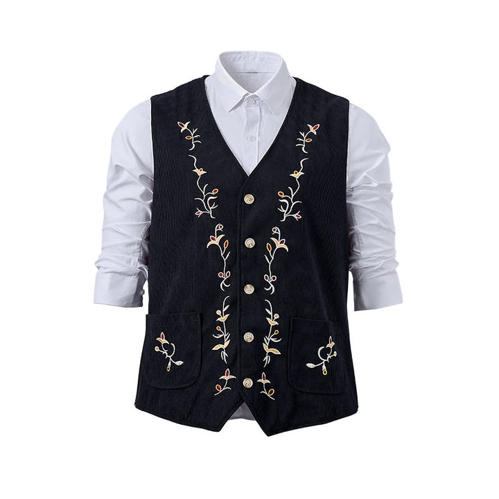 Gilet da uomo elegante con ricami floreali e motivo a vite. - image 14