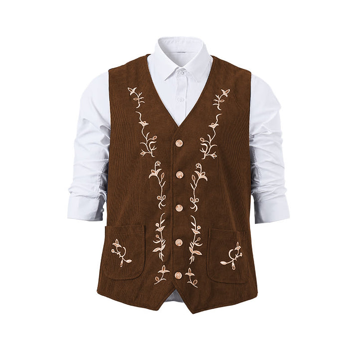 Gilet da uomo elegante con ricami floreali e motivo a vite. - image 13