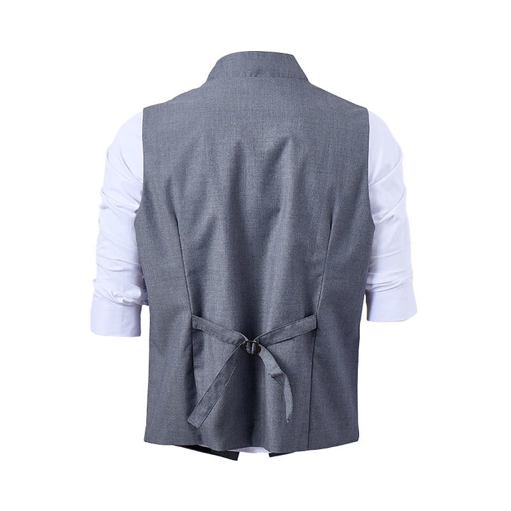 Gilet da abito formale da uomo moderno, sartoriale, con revers asimmetrici. - image 11