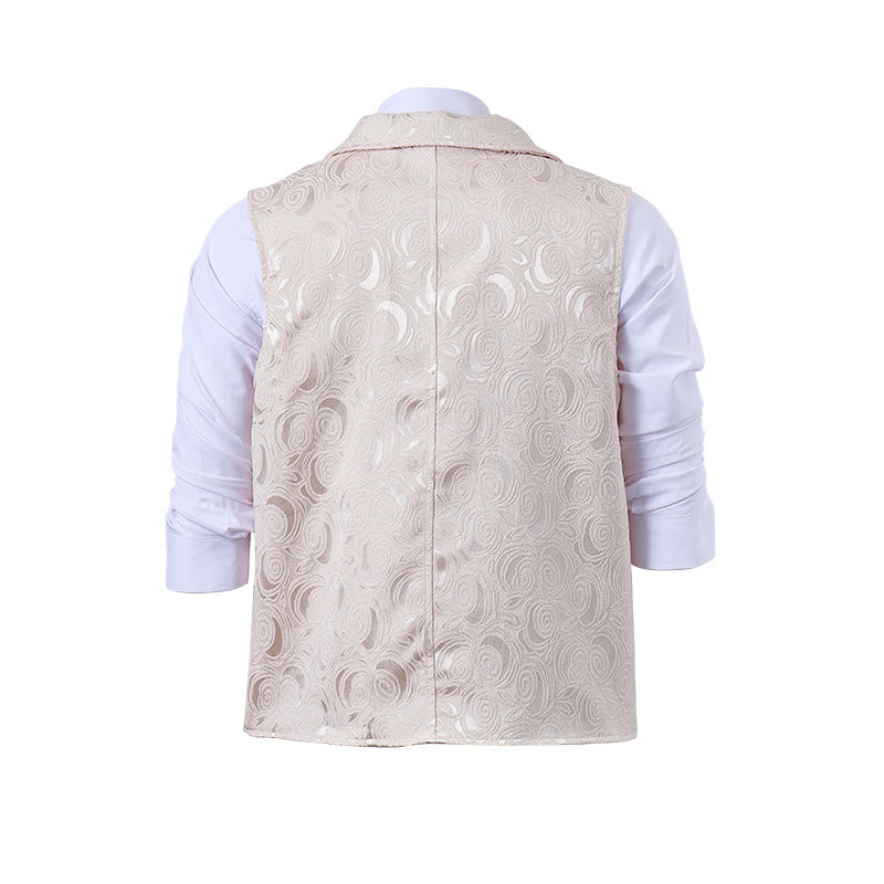 Gilet da uomo doppiopetto in jacquard floreale con dettaglio a catena - image 12