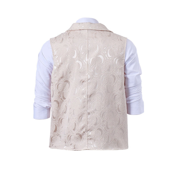 Gilet da uomo doppiopetto in jacquard floreale con dettaglio a catena - image 11