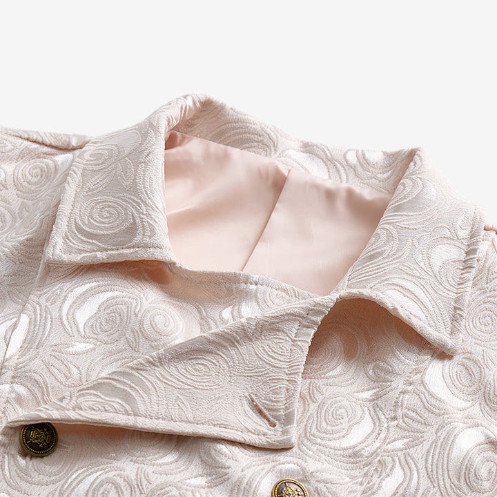 Gilet da uomo doppiopetto in jacquard floreale con dettaglio a catena - image 6