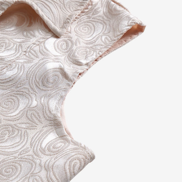 Gilet da uomo doppiopetto in jacquard floreale con dettaglio a catena - image 9