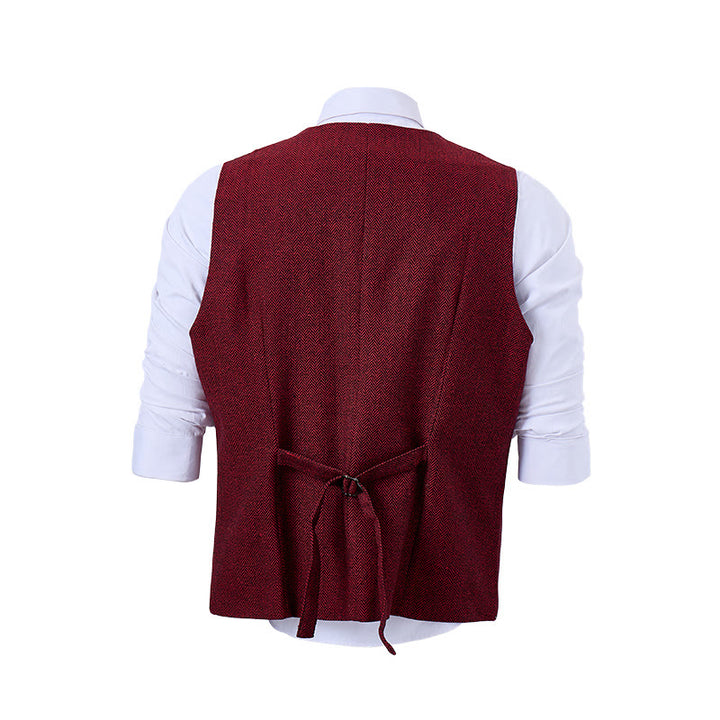 Gilet da uomo elegante con motivo a spina di pesce e design a strati. - image 11