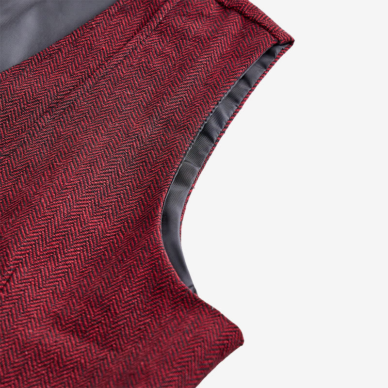 Gilet da uomo elegante con motivo a spina di pesce e design a strati. - image 10