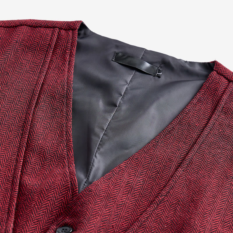 Gilet da uomo elegante con motivo a spina di pesce e design a strati. - image 5
