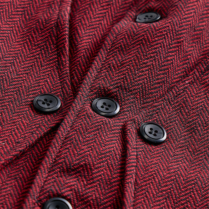 Gilet da uomo elegante con motivo a spina di pesce e design a strati. - image 7