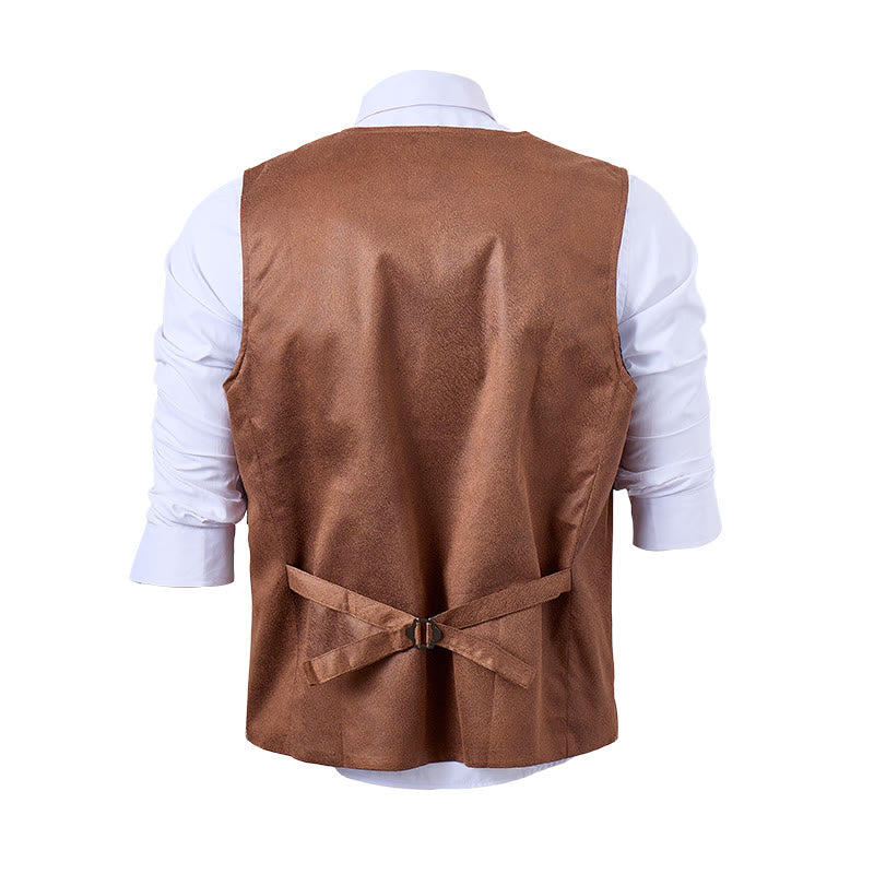Gilet da uomo monopetto in finta pelle scamosciata stile western - image 10