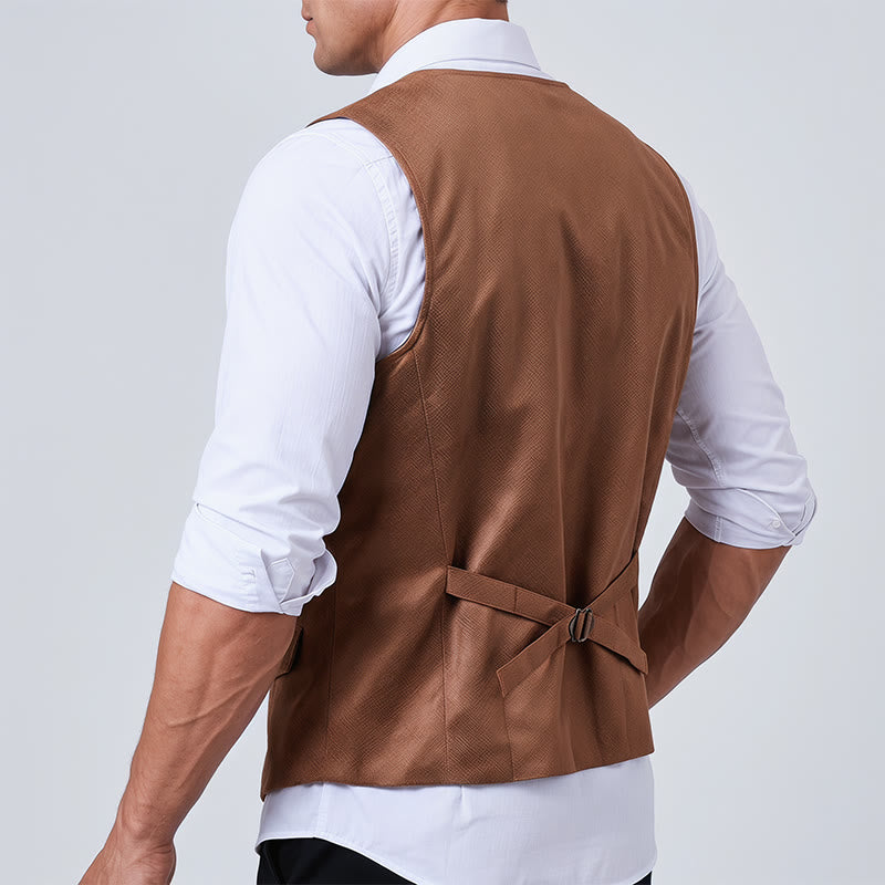 Gilet da uomo monopetto in finta pelle scamosciata stile western - image 3