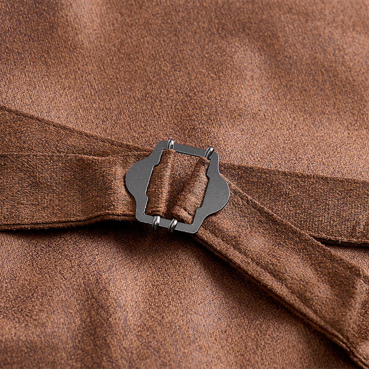 Gilet da uomo monopetto in finta pelle scamosciata stile western - image 9