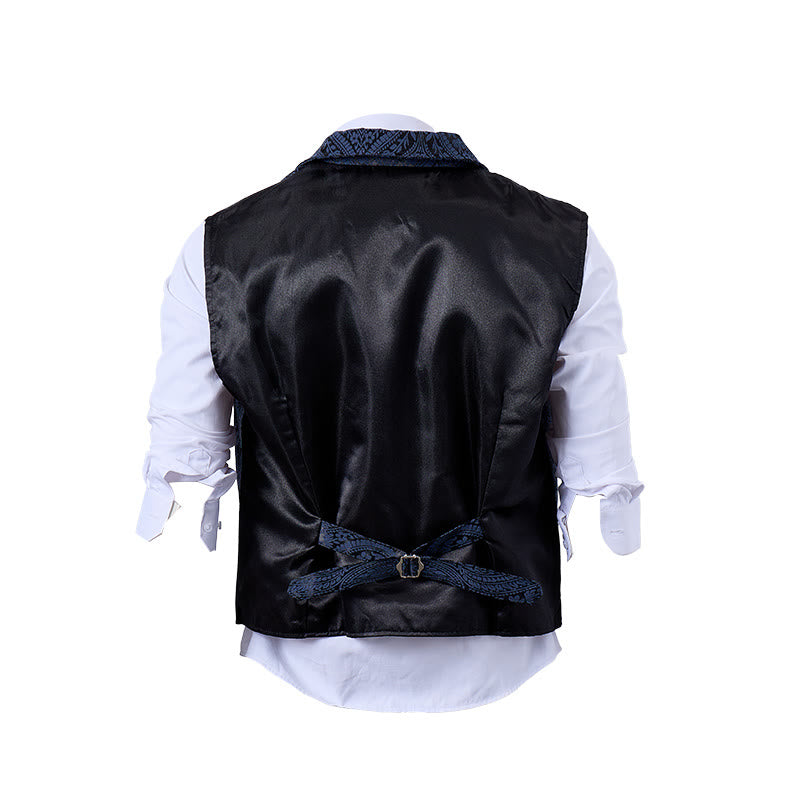 Gilet da abito da uomo con revers a tacca e motivo paisley jacquard, ispirato allo stile vittoriano. - image 18