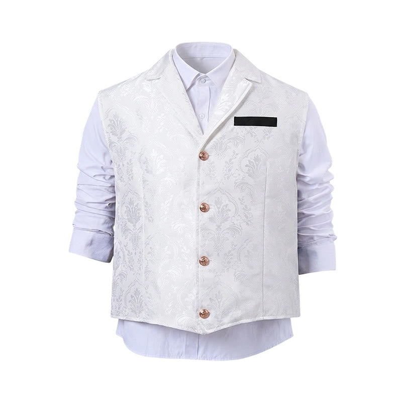Gilet da abito da uomo con revers a tacca e motivo paisley jacquard, ispirato allo stile vittoriano. - image 21