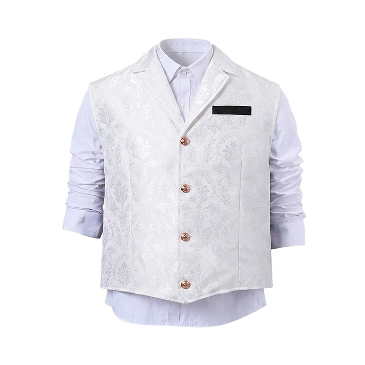 Gilet da abito da uomo con revers a tacca e motivo paisley jacquard, ispirato allo stile vittoriano. - image 21