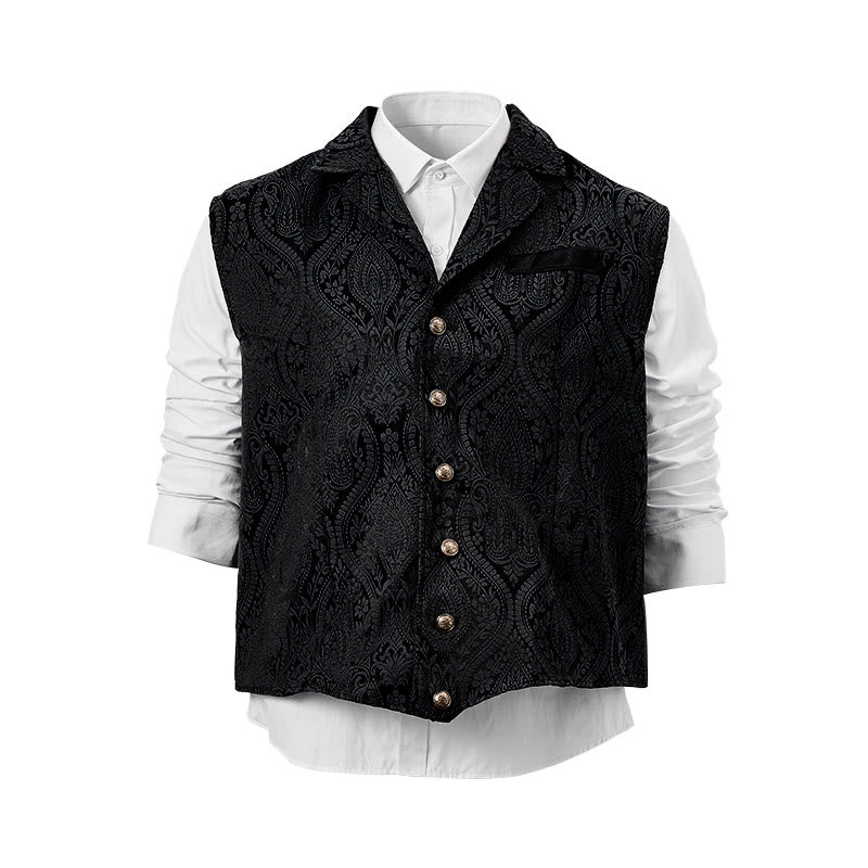 Gilet da abito da uomo con revers a tacca e motivo paisley jacquard, ispirato allo stile vittoriano. - image 19