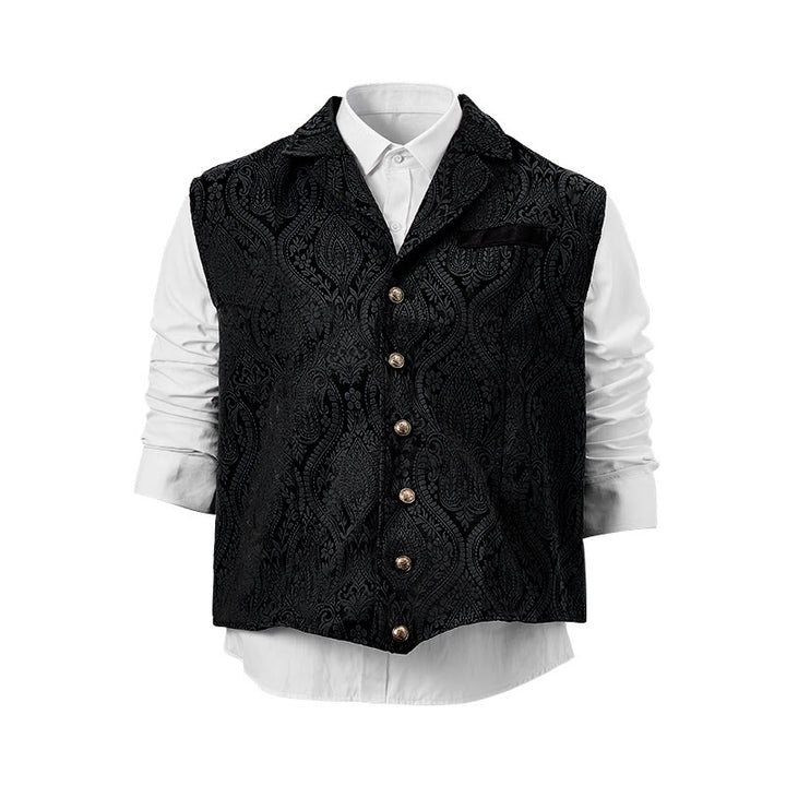 Gilet da abito da uomo con revers a tacca e motivo paisley jacquard, ispirato allo stile vittoriano. - image 19