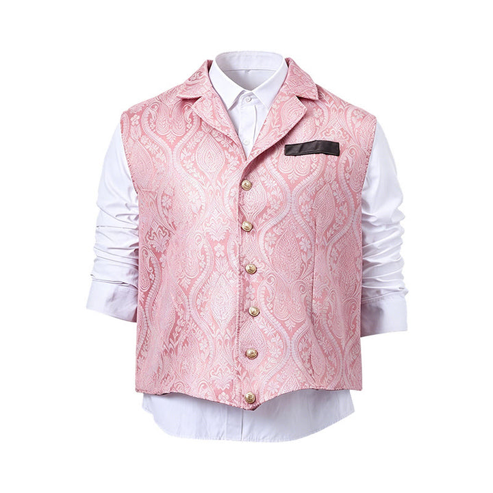 Gilet da abito da uomo con revers a tacca e motivo paisley jacquard, ispirato allo stile vittoriano. - image 22