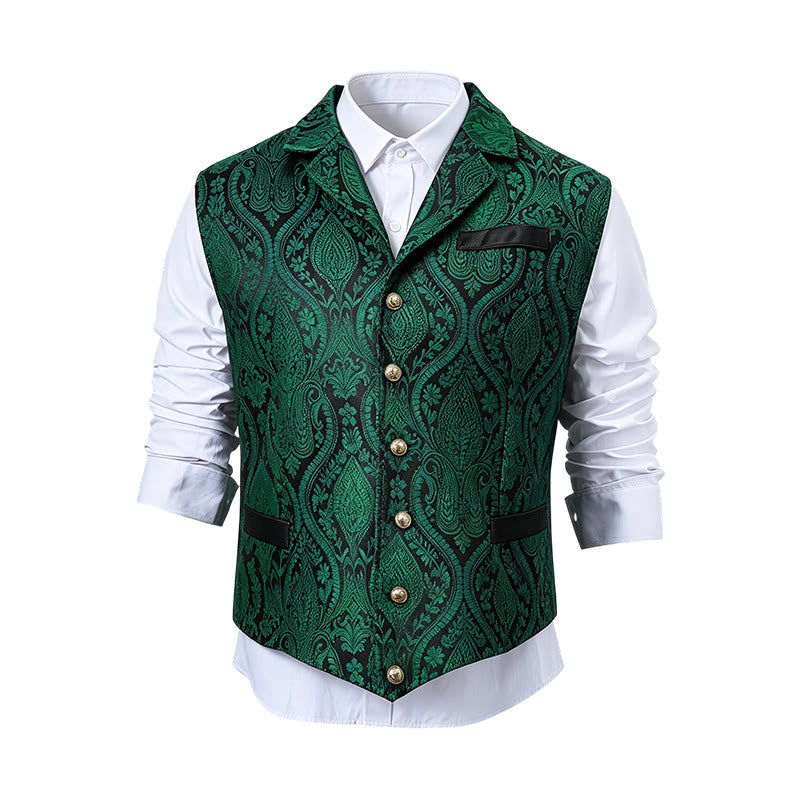 Gilet da abito da uomo con revers a tacca e motivo paisley jacquard, ispirato allo stile vittoriano. - image 26