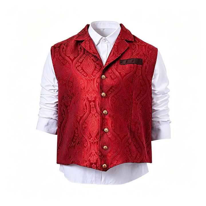Gilet da abito da uomo con revers a tacca e motivo paisley jacquard, ispirato allo stile vittoriano. - image 20