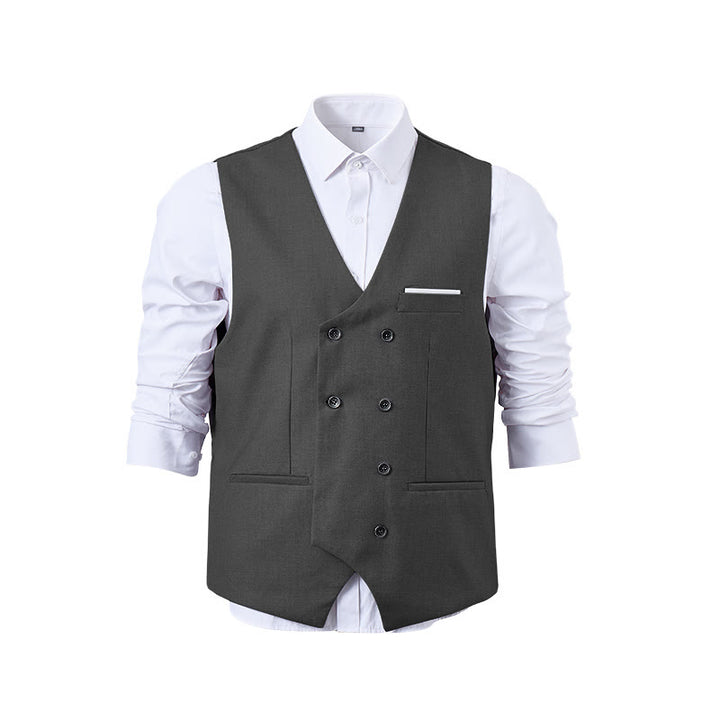 Gilet da abito da uomo a doppiopetto in tinta unita, stile smoking. - image 25