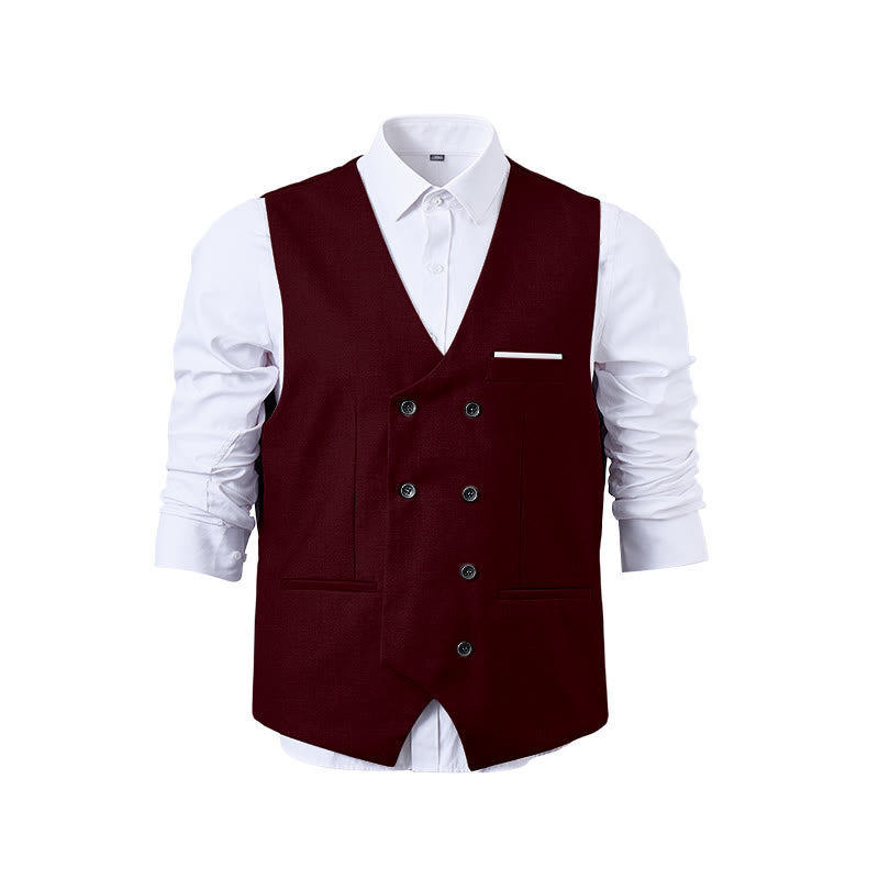 Gilet da abito da uomo a doppiopetto in tinta unita, stile smoking. - image 28