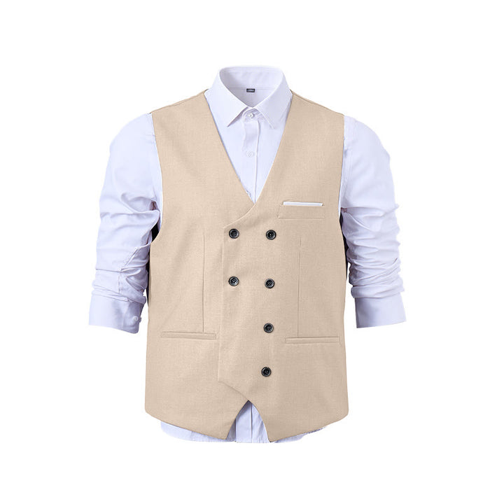 Gilet da abito da uomo a doppiopetto in tinta unita, stile smoking. - image 24