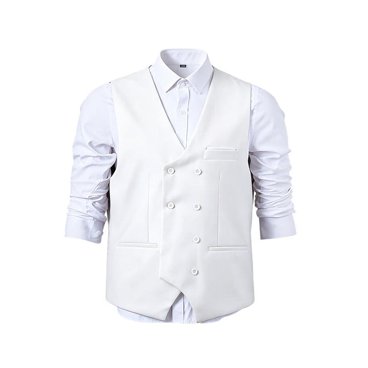 Gilet da abito da uomo a doppiopetto in tinta unita, stile smoking. - image 23