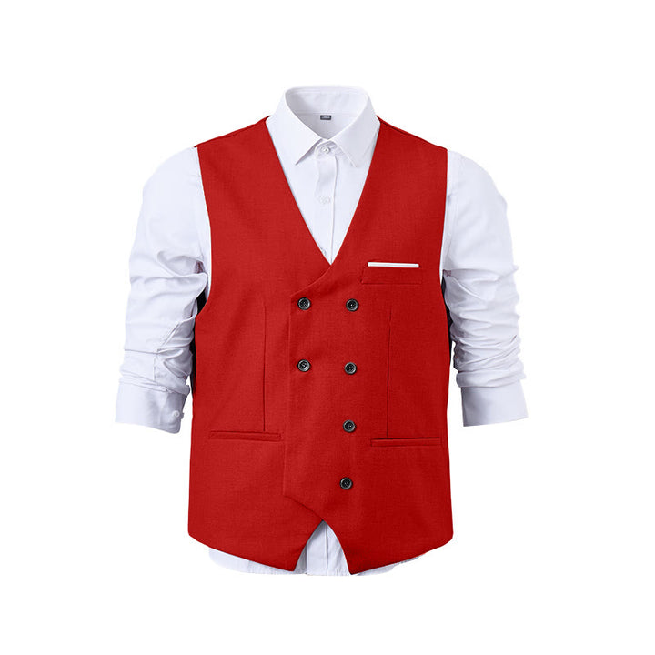 Gilet da abito da uomo a doppiopetto in tinta unita, stile smoking. - image 27