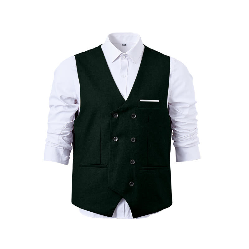 Gilet da abito da uomo a doppiopetto in tinta unita, stile smoking. - image 29